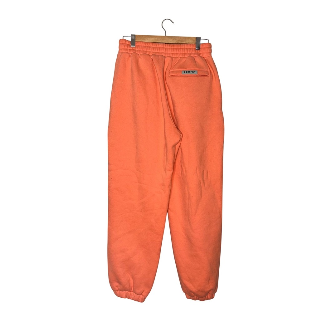 Comfrt Sweatpants Womens Medium Orange Excellent Fleece Joggers Loungewear - Picture 2 of 4